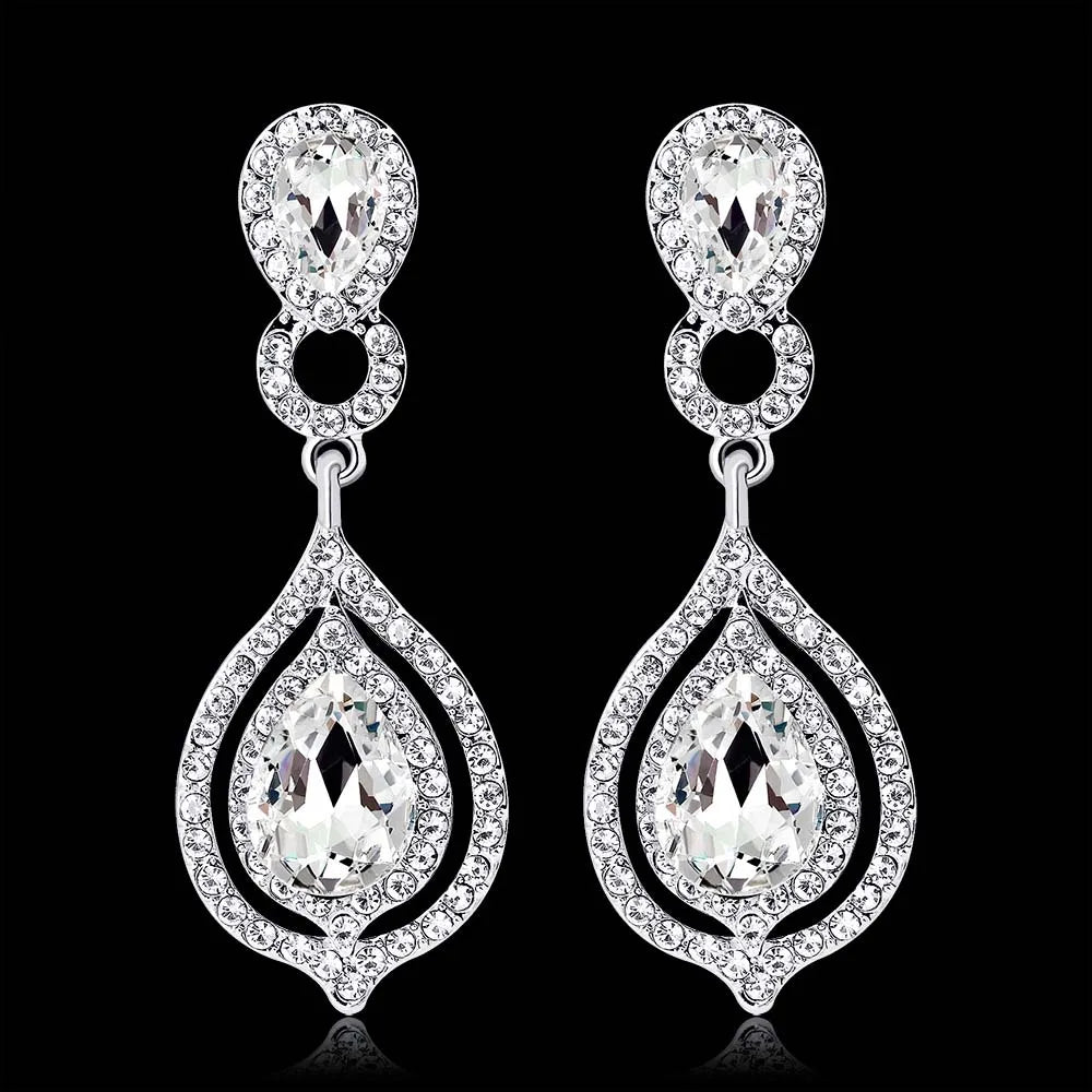 Classic Crystal Wedding Drop Earring for Women Elegant Hanging Long Dangle Earrings Nightclub Party Dress Accessories