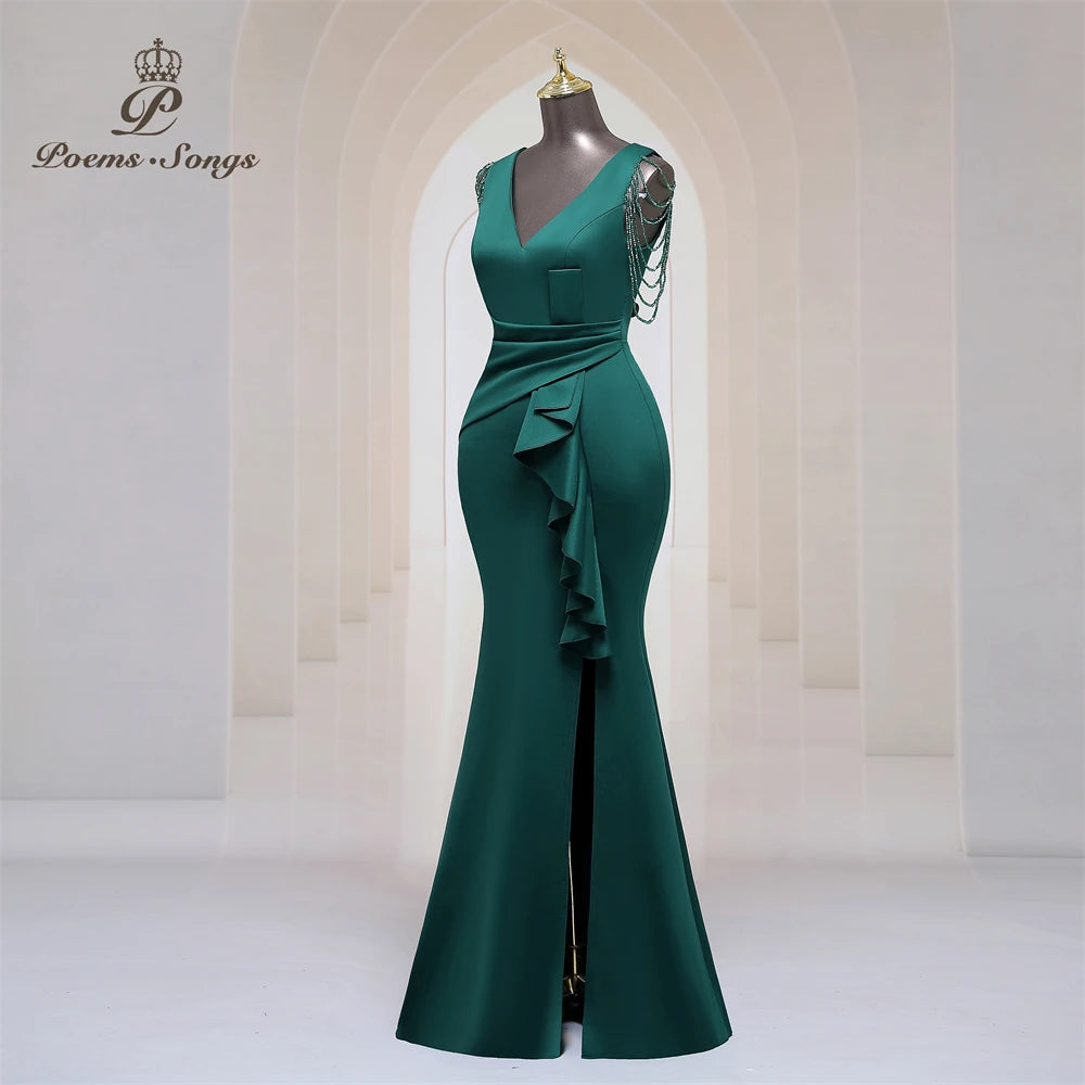 Elegant wedding party Evening dress Sexy shoulder beading party dress bridesmaid dresses Maxi dress formal occasion dresses