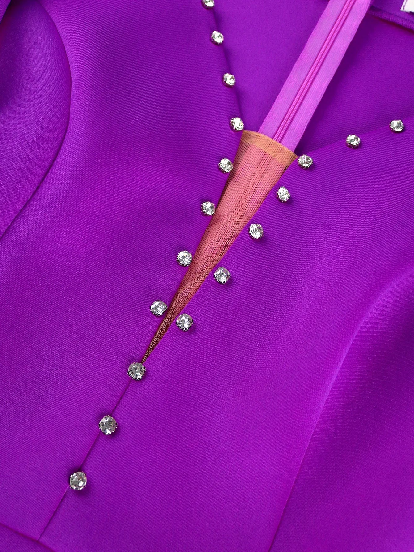 Plus Size Women Elegant Slim Dress Diamond V Neck Short Flying Sleeve Modest Purple Gown Formal Evening Party Birthday Outfits