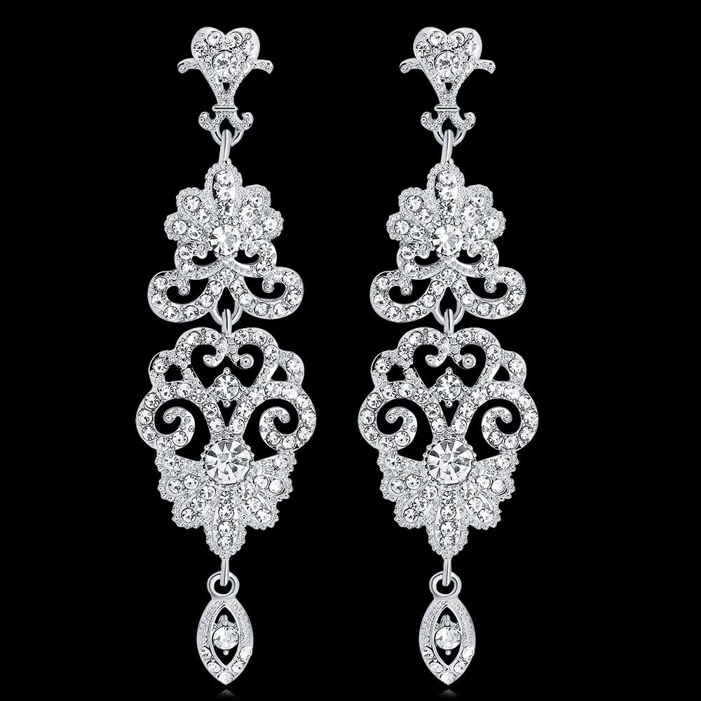 Classic Crystal Wedding Drop Earring for Women Elegant Hanging Long Dangle Earrings Nightclub Party Dress Accessories