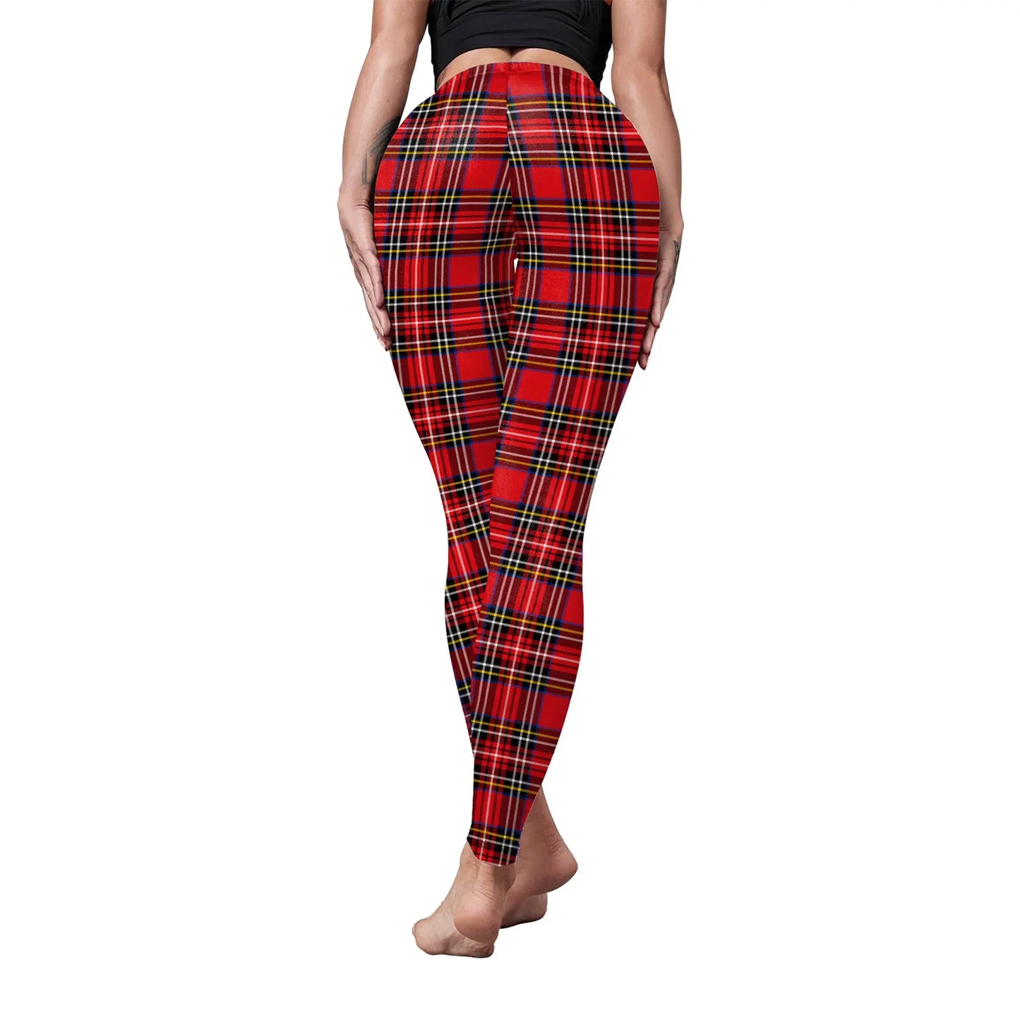 Happy Christmas Red Striped Plaid Print Women Leggings Sexy Soft Elasticity Pants Fitness Workout Xmas Party Leggings