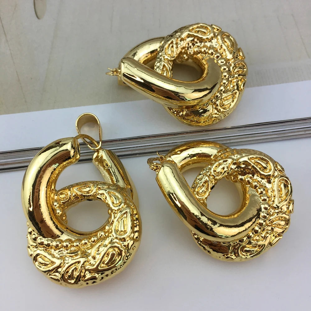 Brazilian Jewelry Unique Big Jewelry Sets For Women Birthday Wedding Gift FHK19057