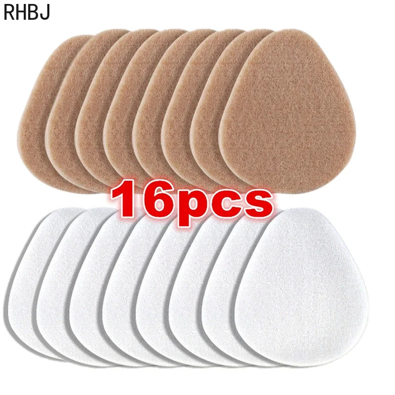 16pcs=8pairs Self-adhesive Felt Front Palm Pad Relieve Foot Pain High Heels Cushion Anti-slip-wear Reduce Pressure Heel Pad Care