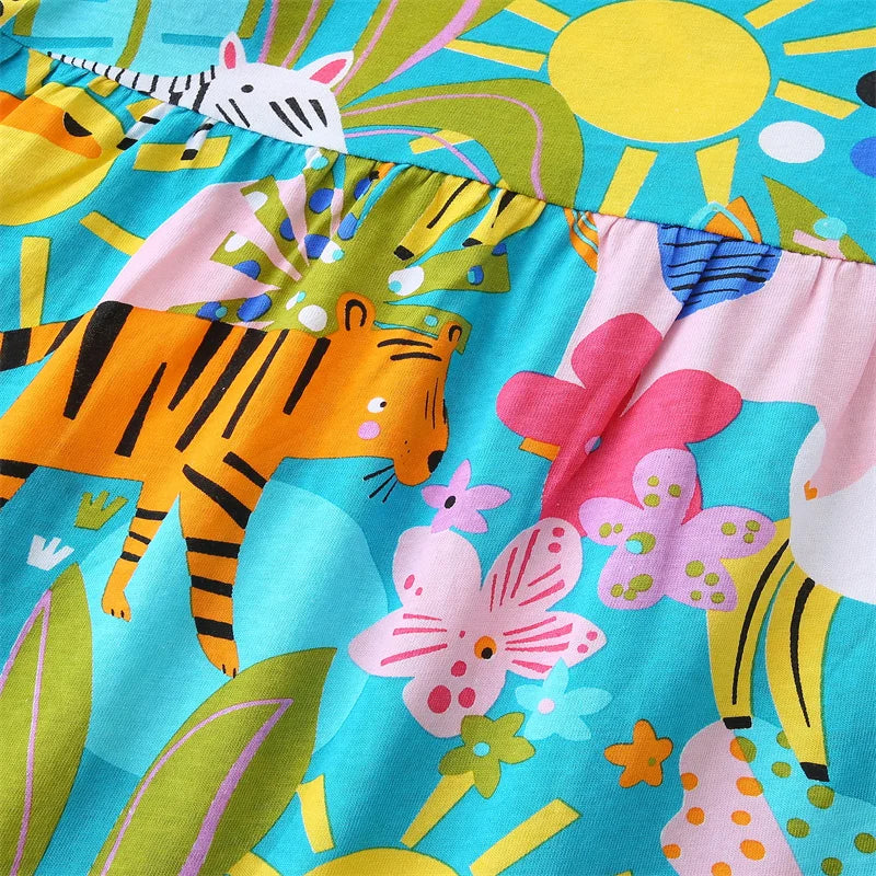 2-7T New Arrival Baby Princess Dresses Summer Girls Party Dress Animals Fashion Kids  School Children Clothing Toddler Dresses