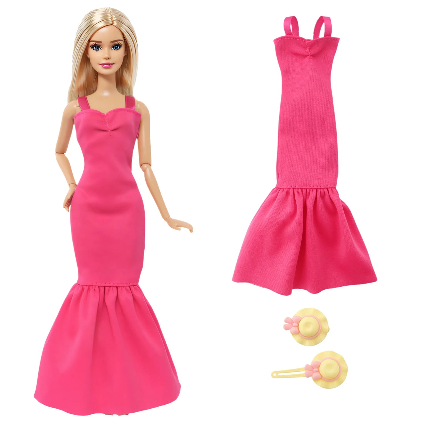 2 Pcs/Set Doll Clothes and Accessories Party Dress Mini Gown Skirt with Hairpin Girl Outfit for Barbie Doll 11.5 Inch Kids Toy