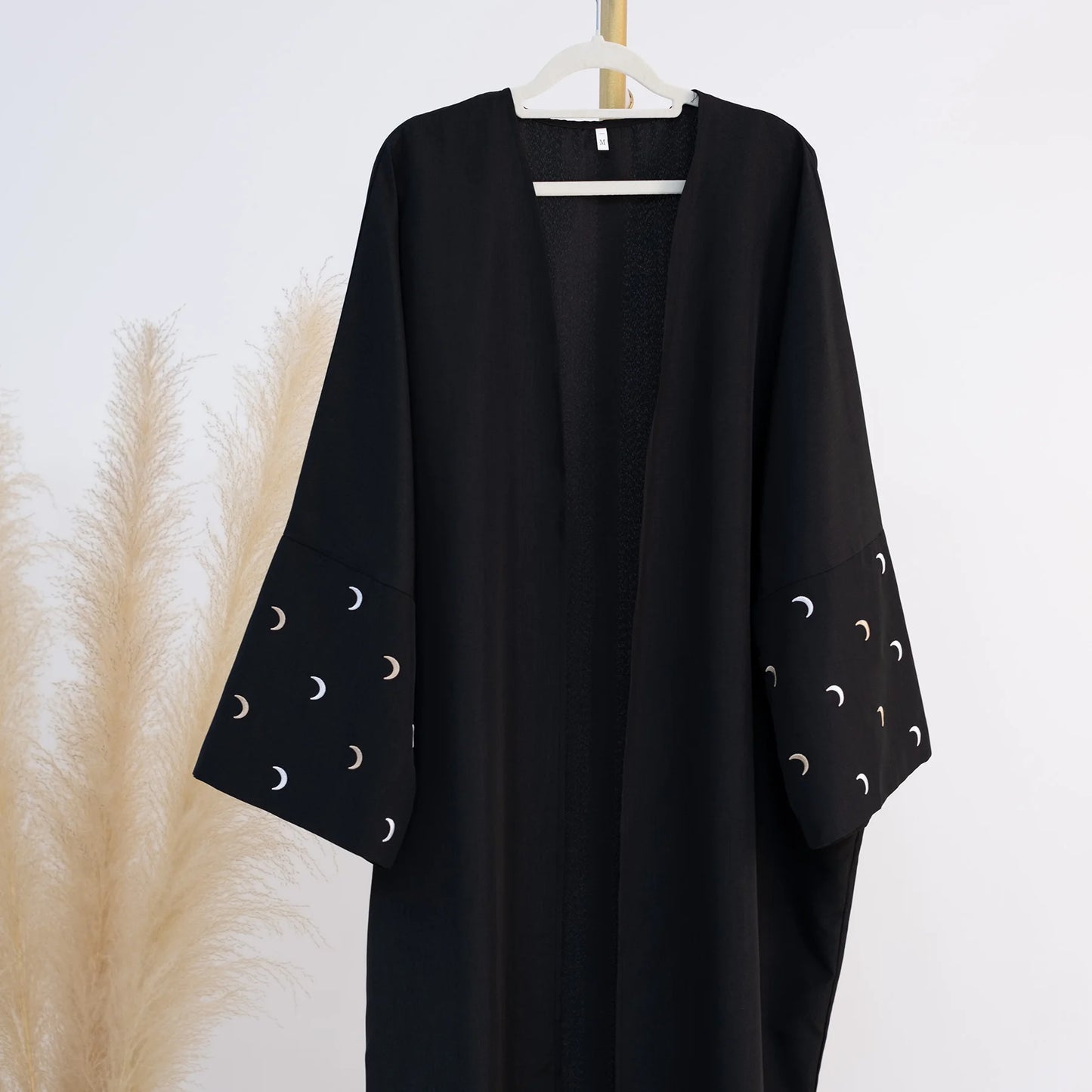 Moon Embroidery Abaya Thin Fabric Batwing Sleeves Oversized Kimono Muslim Women Dubai Islamic Clothing Hijabi Robe Ramadan Eid