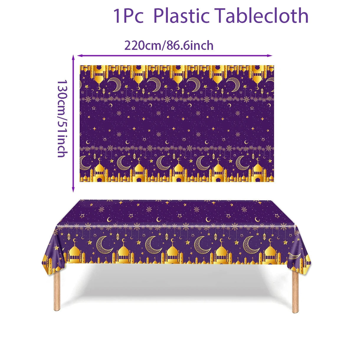 Eid Mubarak Star Moon Tablecloth Ramadan Kareem Decor for Home Islamic Muslim Party Eid Al Adha Supplies Castle Table Cover