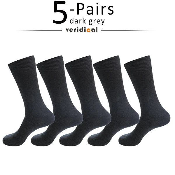 5 Pairs Large Size Man Socks Cotton Business Solid Breathable Deodorant Husbands Fathers Party Dress Long Socks Plus EU46-50
