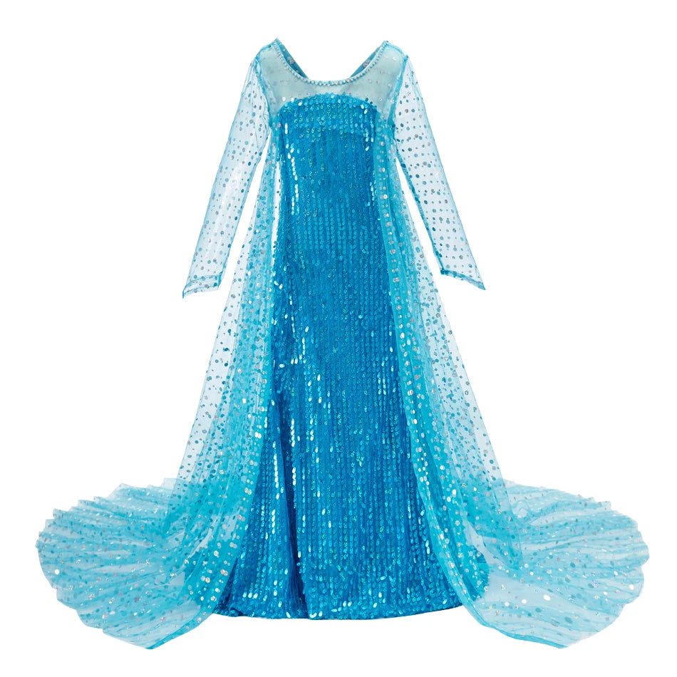 Girl Princess Dress Snow Queen Elsa Anna Costume Girls Birthday Stage Performance Halloween Party Dress Kids Cosplay Dresses