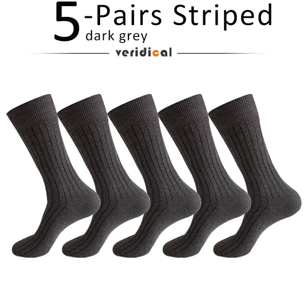 5 Pairs Large Size Man Socks Cotton Business Solid Breathable Deodorant Husbands Fathers Party Dress Long Socks Plus EU46-50