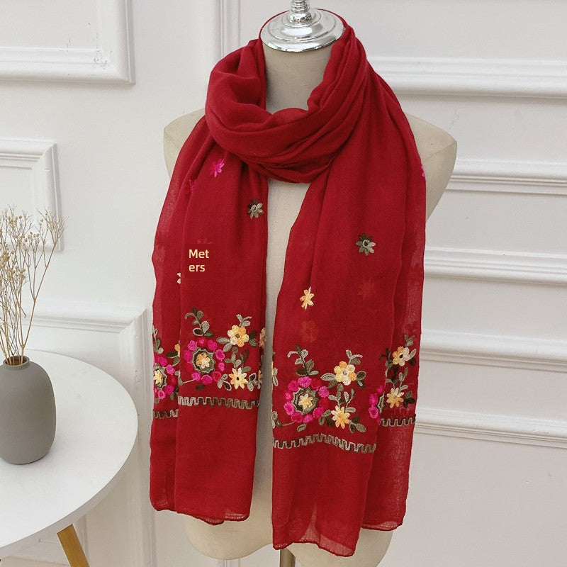 Fashion Creamy-white Women's Winter Shawl Cotton and Linen Scarf