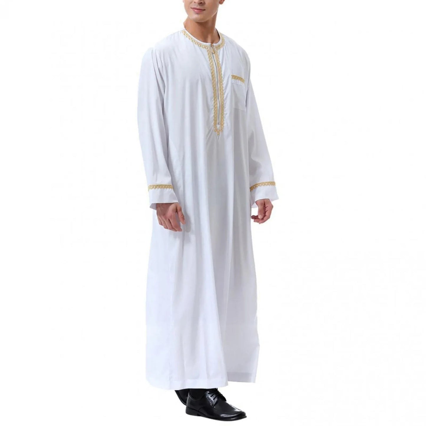 Muslim Fashion Men Jubba Thobes Arabic Pakistan Dubai Kaftan Abaya Robes Islamic Clothing Saudi Arabia Black Long Blouse Dress