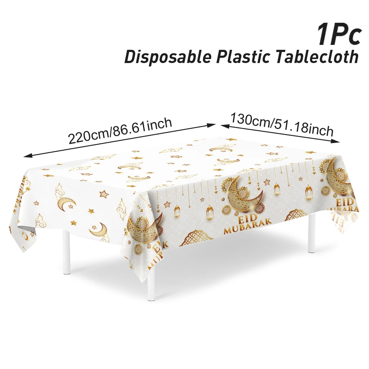 Eid Mubarak Star Moon Tablecloth Ramadan Kareem Decor for Home Islamic Muslim Party Eid Al Adha Supplies Castle Table Cover
