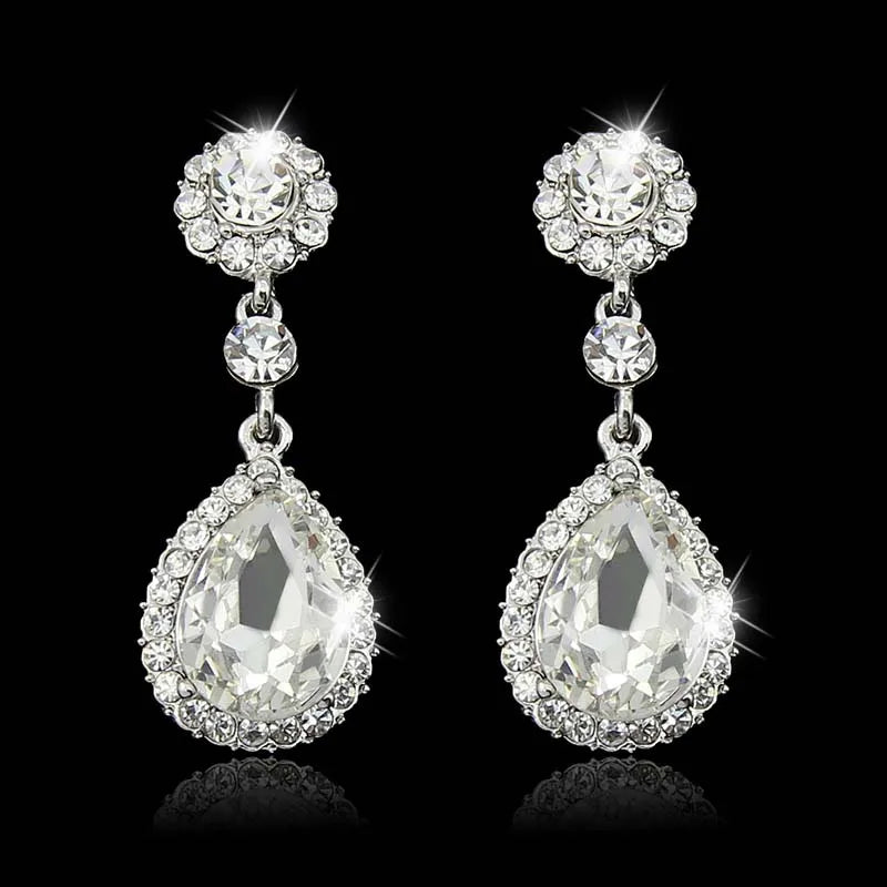 Classic Crystal Wedding Drop Earring for Women Elegant Hanging Long Dangle Earrings Nightclub Party Dress Accessories