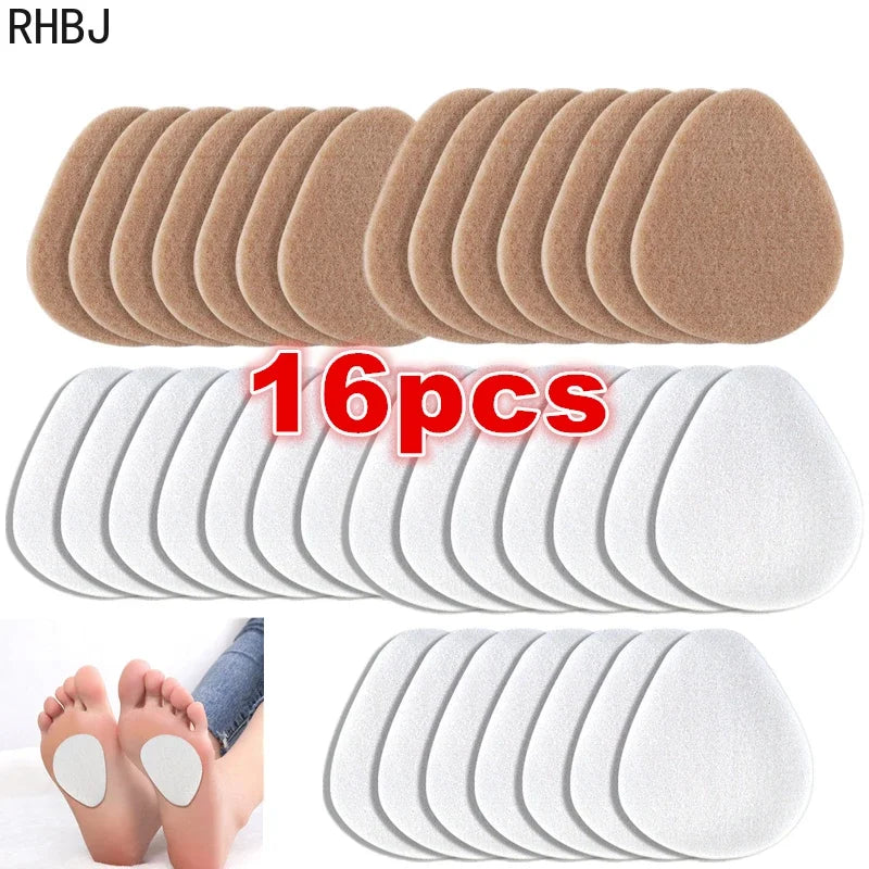 16pcs=8pairs Self-adhesive Felt Front Palm Pad Relieve Foot Pain High Heels Cushion Anti-slip-wear Reduce Pressure Heel Pad Care