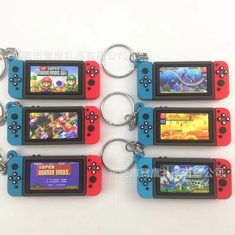Super Mario Bros Switch Game Console Keychain Children's Schoolbag Car Key Pendant Ring Holder Trinkets Accessory Jewelry Gifts