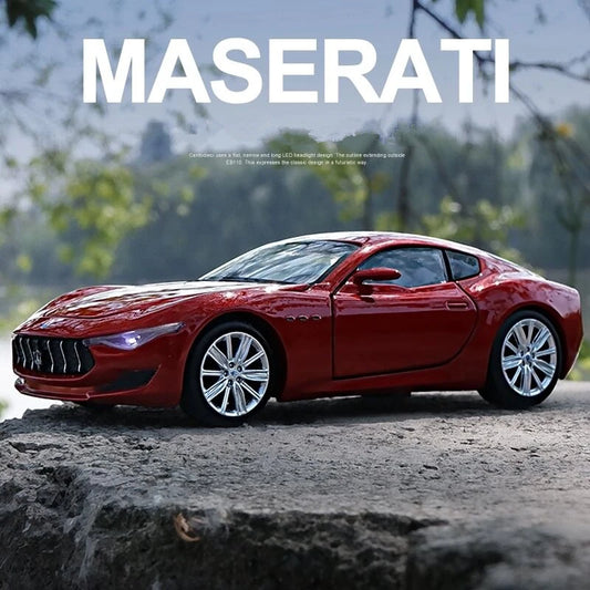 1:32 Maserati Alfieri Coupe Alloy Sports Car Model Diecast Metal Vehicle Car Model Simulation Sound and Light Childrens Toy Gift