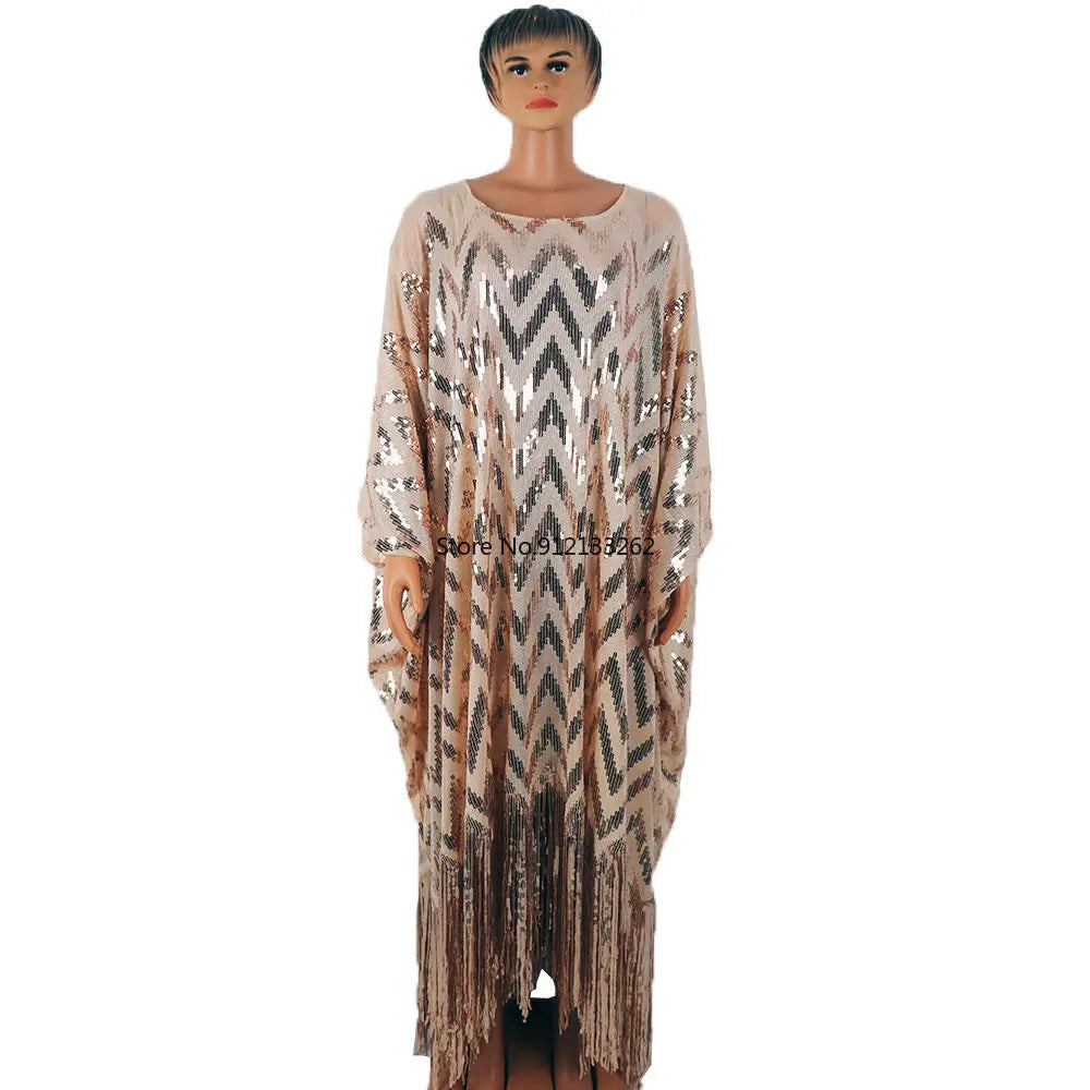 African Dresses for Women Plus Size Africa Clothes Dashiki Ankara Sequin Outfit Gown Kaftan Muslim Wedding Party Long Maxi Dress