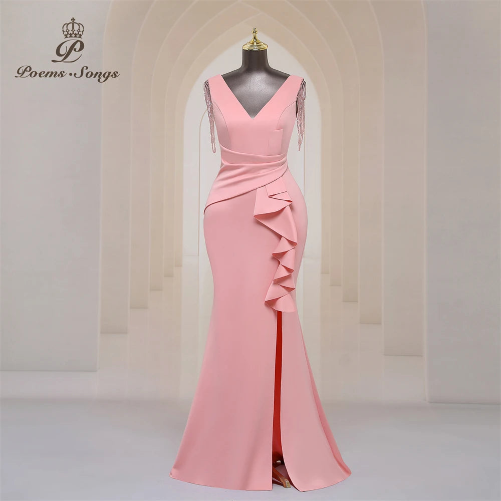 Elegant wedding party Evening dress Sexy shoulder beading party dress bridesmaid dresses Maxi dress formal occasion dresses