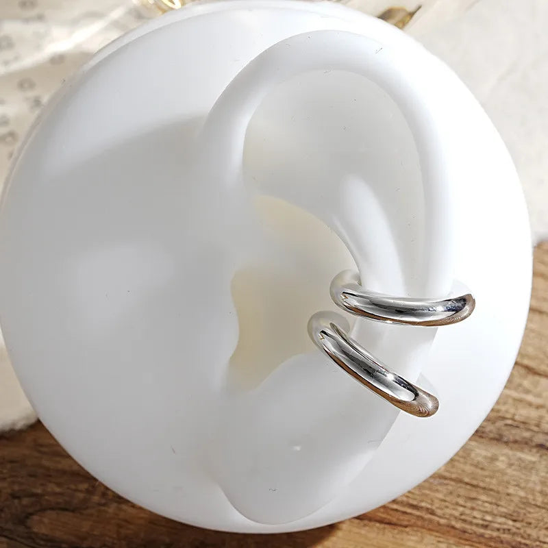 KOTiK Unique Fake Piercing Metal Ear Clips Asymmetry Round Cartilage Ear Clip for Women Fashion Jewellery Christmas Gift