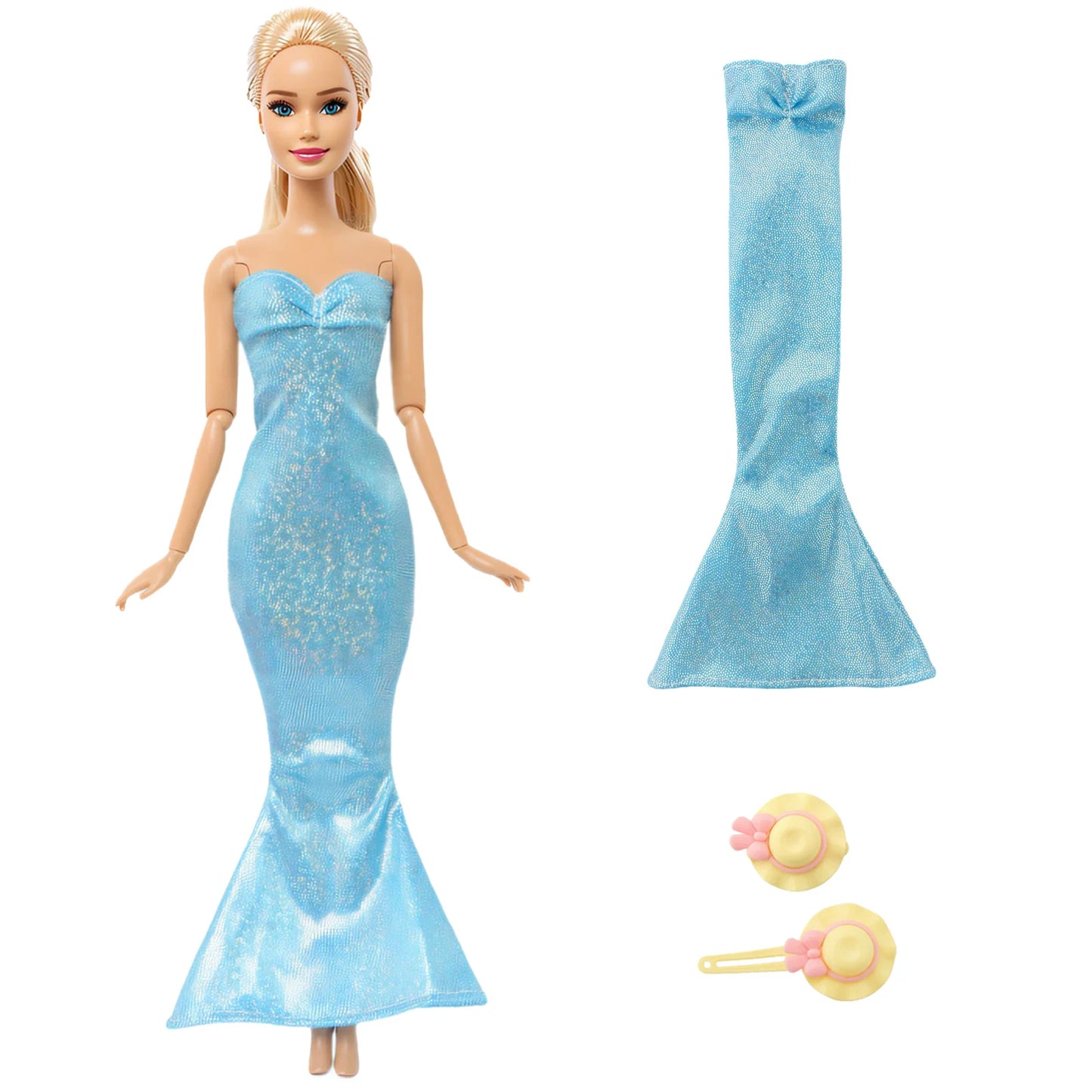 2 Pcs/Set Doll Clothes and Accessories Party Dress Mini Gown Skirt with Hairpin Girl Outfit for Barbie Doll 11.5 Inch Kids Toy