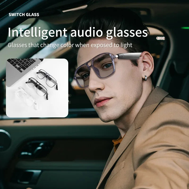 Smart  Bluetooth Audio Glasses Double Beam Color-changing Lenses Anti-blue Light Sunglasses For Call /Linsten To Music/Outdoor