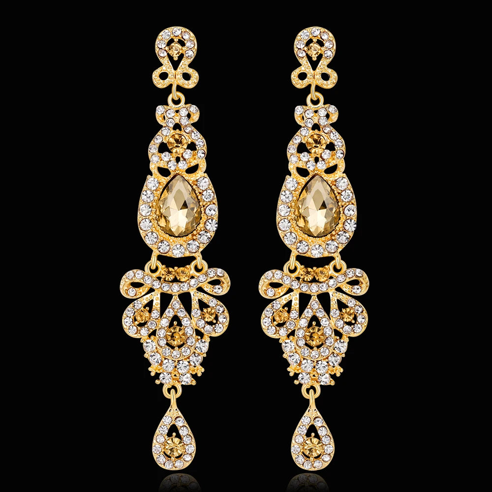 Classic Crystal Wedding Drop Earring for Women Elegant Hanging Long Dangle Earrings Nightclub Party Dress Accessories