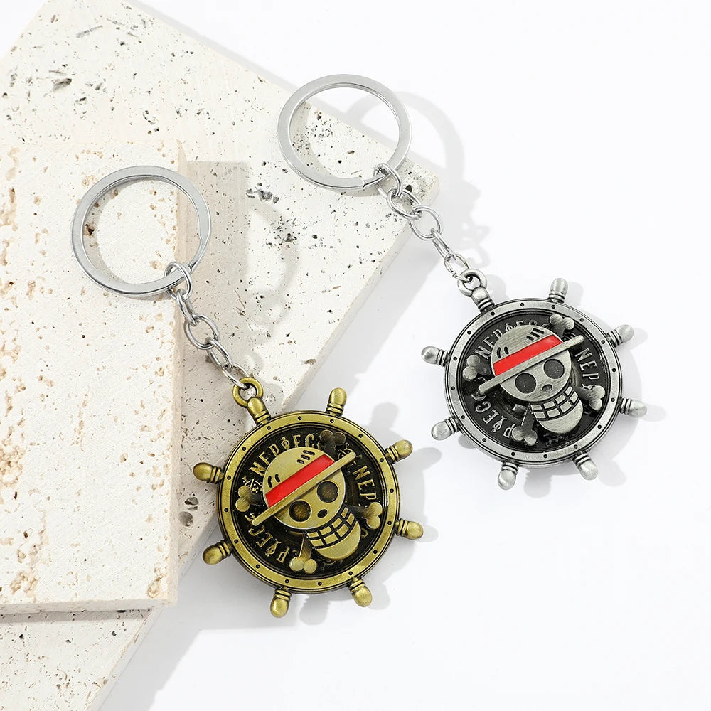 Anime Accessories One Piece Keychain The Straw Hat Pirates Compass Key Holder Fashion Jewelry Car Keyring for Women Gifts