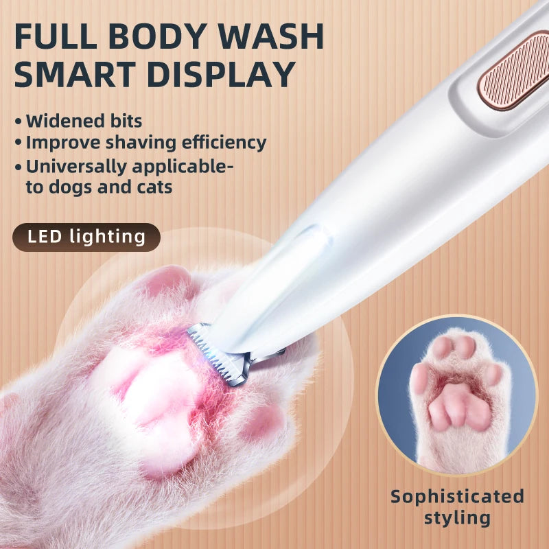 LMZOE Grooming Clipper Pet Electric Clipper For Cleaning Cat Dog Low Noise Foot Shaver Claw Hair USB Charging Pusher Waterproof