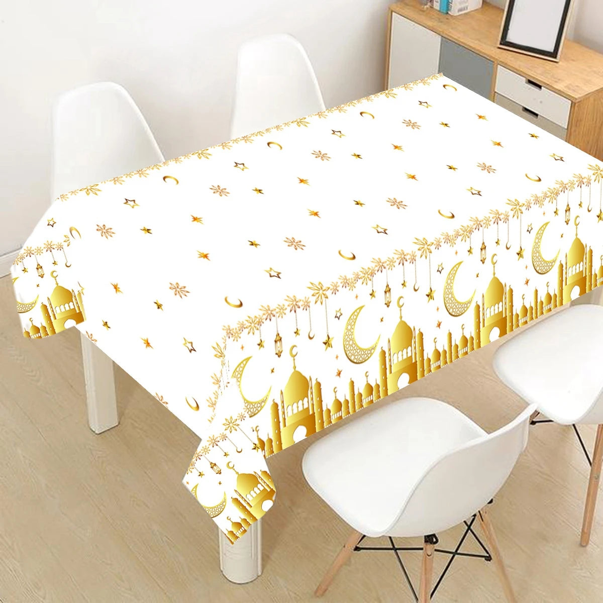 Eid Mubarak Star Moon Tablecloth Ramadan Kareem Decor for Home Islamic Muslim Party Eid Al Adha Supplies Castle Table Cover