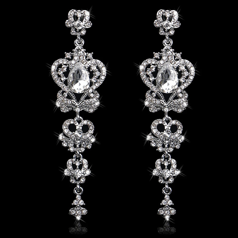 Classic Crystal Wedding Drop Earring for Women Elegant Hanging Long Dangle Earrings Nightclub Party Dress Accessories