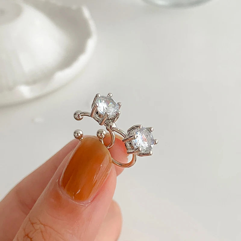 2025 Irregular Shiny Zircon Ear Clip Earring for Women Fashion Simple Geometry No Piercing Ear Cuff Party Jewelry Christmas Gift