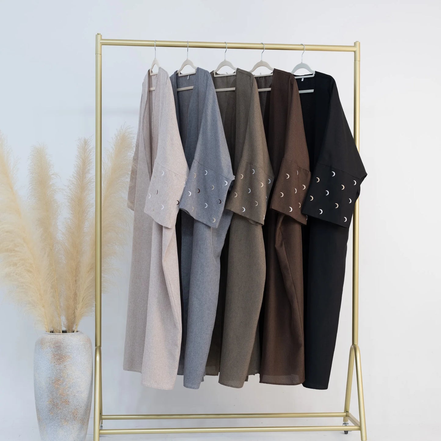 Moon Embroidery Abaya Thin Fabric Batwing Sleeves Oversized Kimono Muslim Women Dubai Islamic Clothing Hijabi Robe Ramadan Eid