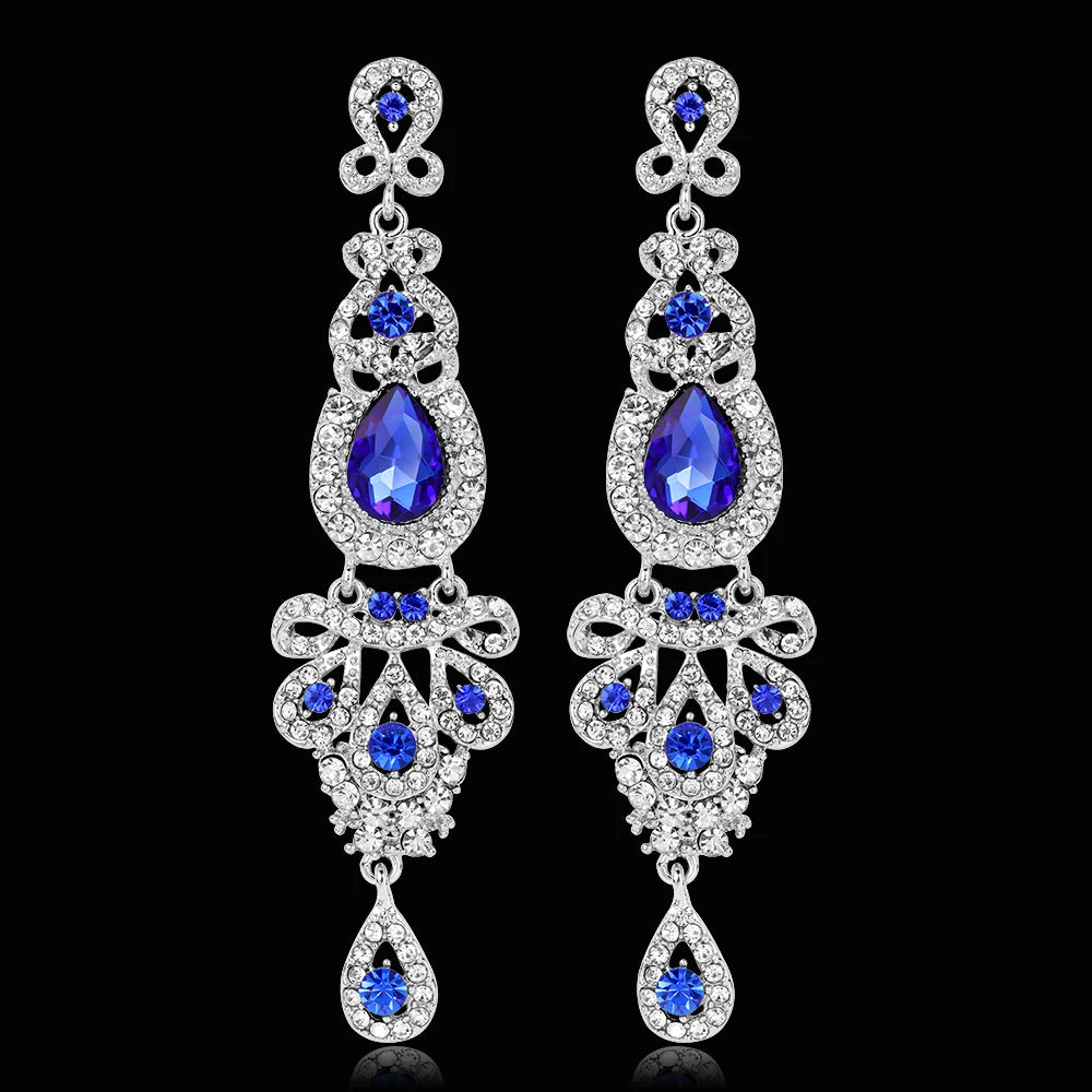 Classic Crystal Wedding Drop Earring for Women Elegant Hanging Long Dangle Earrings Nightclub Party Dress Accessories