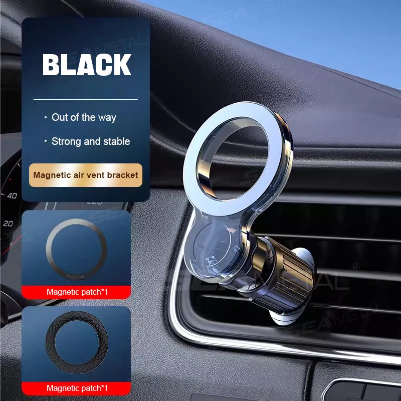 SEAMETAL Magnetic Car Phone Holder 360 Degree Rotation Adjustable Single Handed Operation Air Outlet Vent Mobile Phone Support