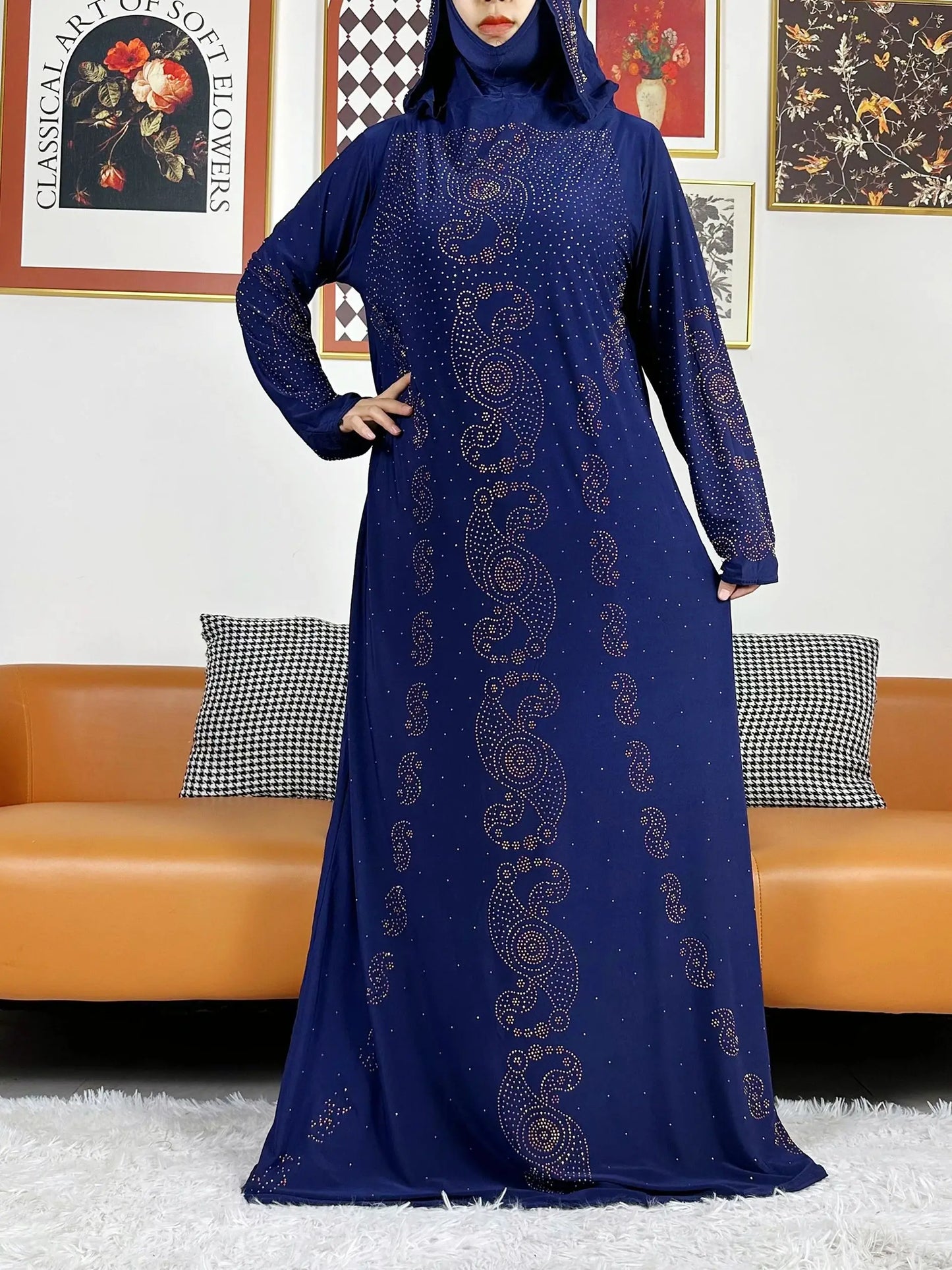 2025 Muslim Women Prayer Kaftan Hooded Dress Turkey-African Maxi Robe With Hijab 1 Piece Dubai Arab Abaya Islam Clothing Ramadan