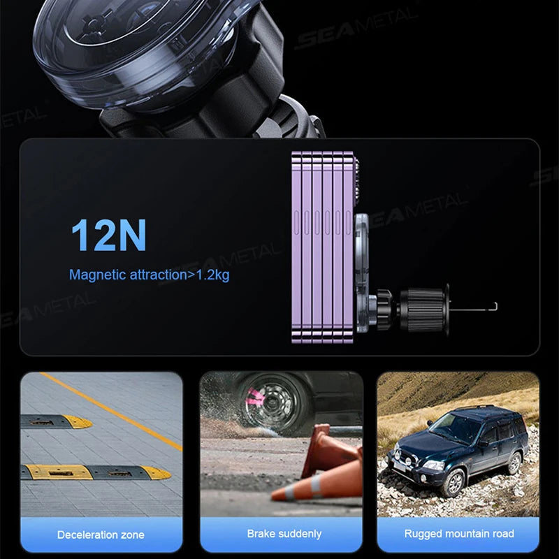 SEAMETAL Magnetic Car Phone Holder 360 Degree Rotation Adjustable Single Handed Operation Air Outlet Vent Mobile Phone Support