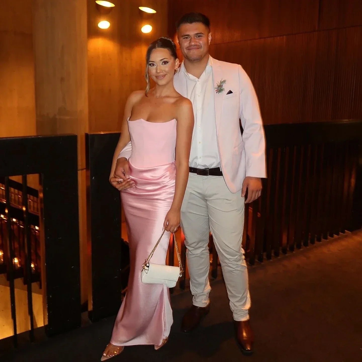 Mingmingxi Women's Evening Dress Strapless Pink Prom Party Dresses Sexy Satin Long Corset Dress Elegant Maxi Gala Dresses