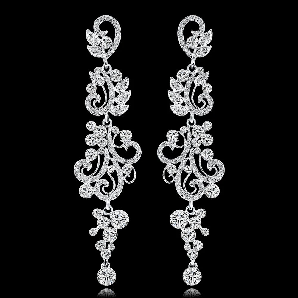 Classic Crystal Wedding Drop Earring for Women Elegant Hanging Long Dangle Earrings Nightclub Party Dress Accessories