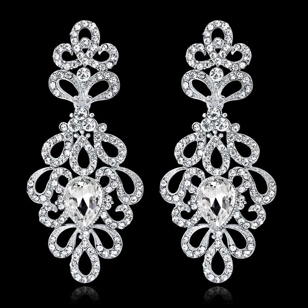 Classic Crystal Wedding Drop Earring for Women Elegant Hanging Long Dangle Earrings Nightclub Party Dress Accessories