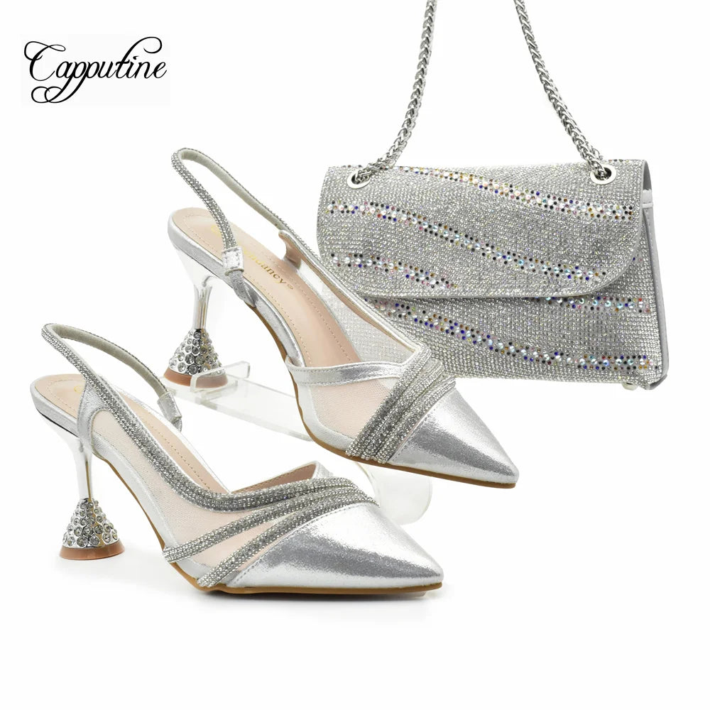 Purple Women Shoes And Bag Set Luxury African Ladies Pumps Match With Handbag High Heels Sandals Sandales Escarpins Femme 938-76