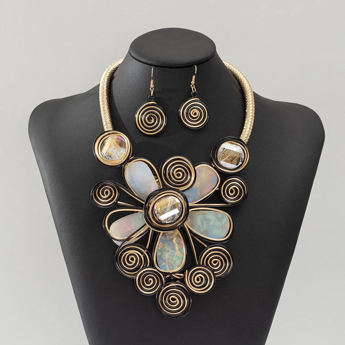 African Fashion Necklaces Earrings Jewelry Set For Women Wedding Party Dress