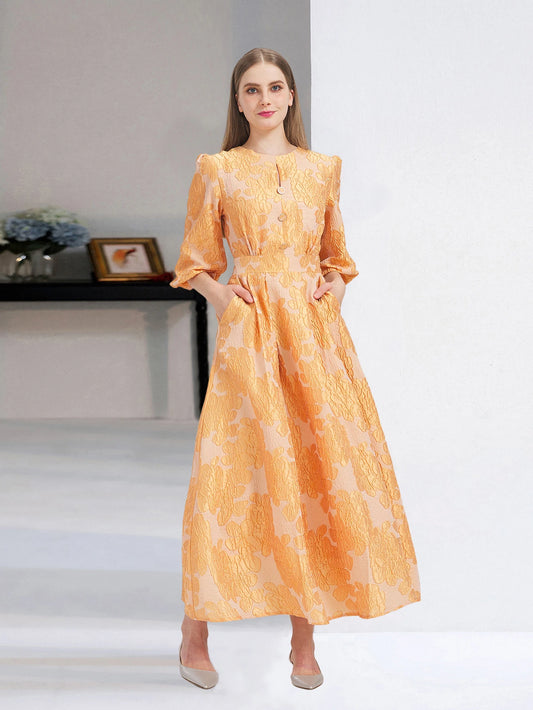 New Women Embroidery Jacquard Party Dress Organza Princess Dress Spring Summer Puff Sleeve Casual Dress Vestidos