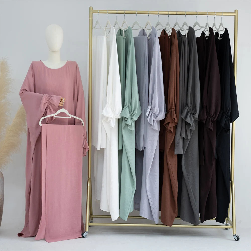 Sweet Abaya and Shawl Scarf Set for Muslim Women, Butterfly Oversized Long Dress, Modest Hijabi Robe, Islamic Clothing, Ramadan