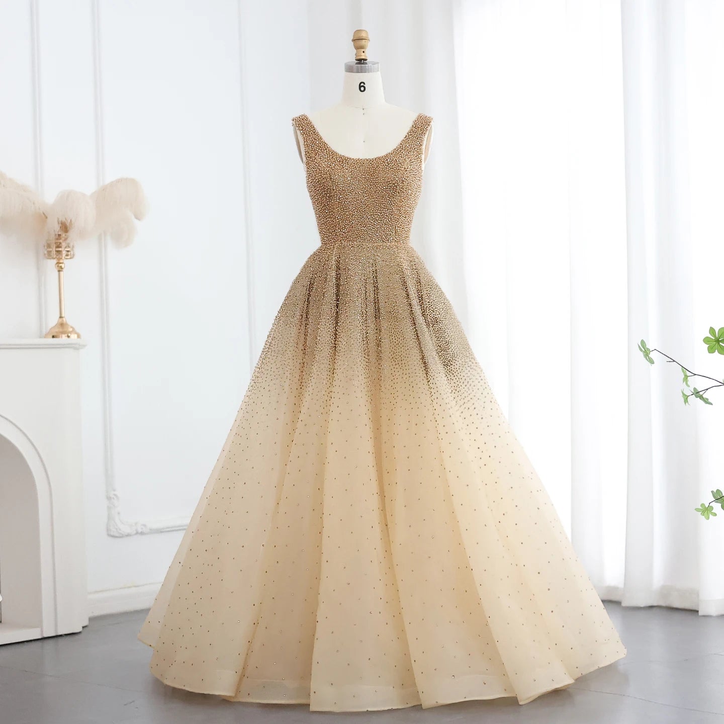 Sharon Said Sparkly Crystal Burgundy Ball Gown Evening Dresses Luxury Dubai Gold Dress for Women Wedding Prom Customized