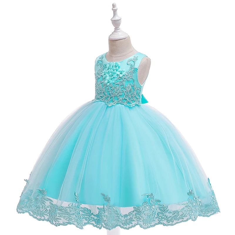 Pageant Flower Birthday Princess Dress For Girls Children Clothing Girls Party Dresses Elegant Wedding Gown Sleeveless 3-10 Year