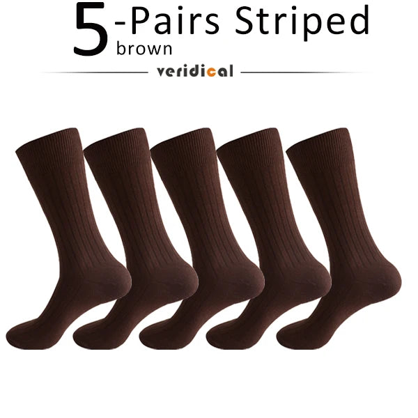 5 Pairs Large Size Man Socks Cotton Business Solid Breathable Deodorant Husbands Fathers Party Dress Long Socks Plus EU46-50