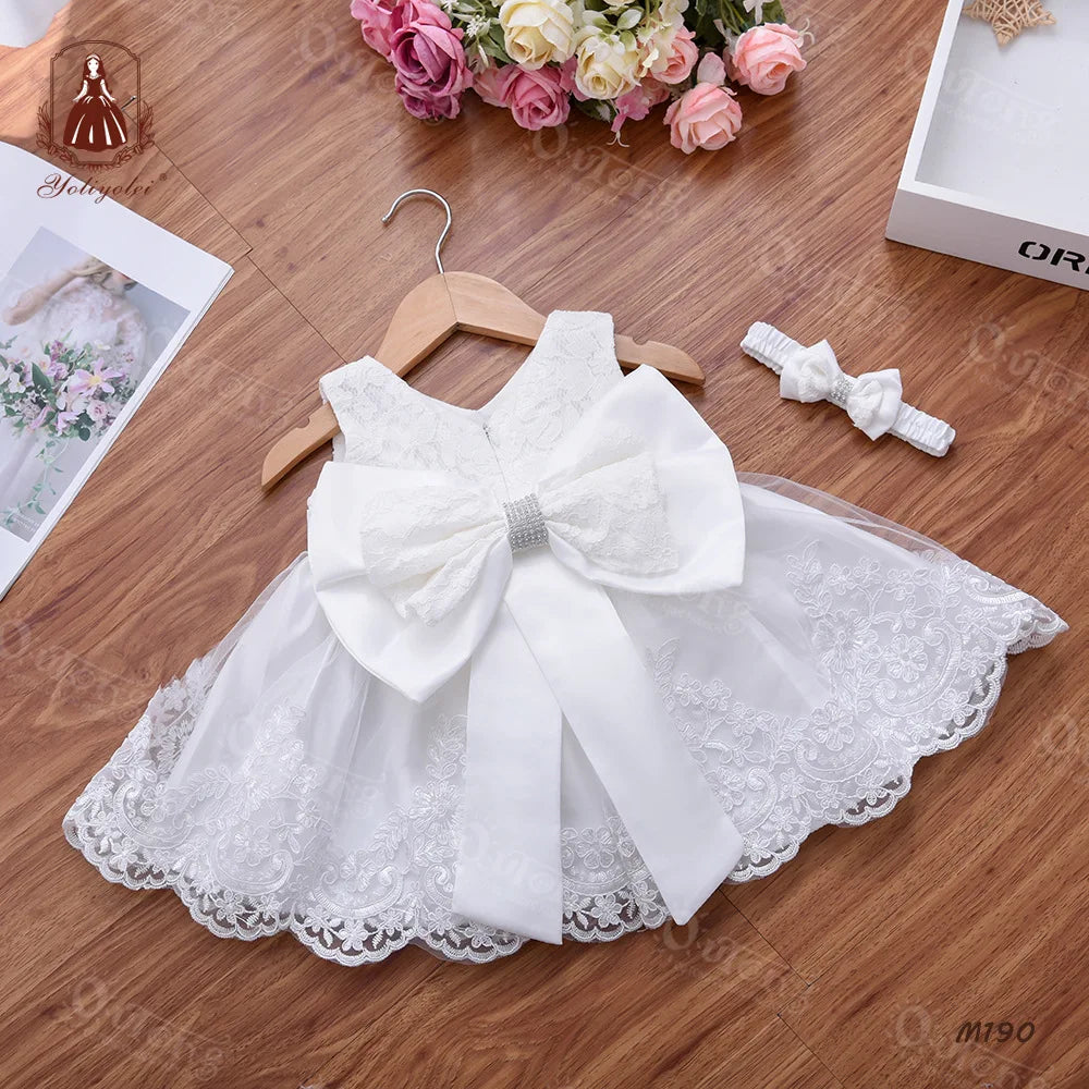 Children's Elegant Dresses For Girls Baby 1st Birthday Party Dress Girls Princess Skirt Kids Lace Vestidos 0-24Months