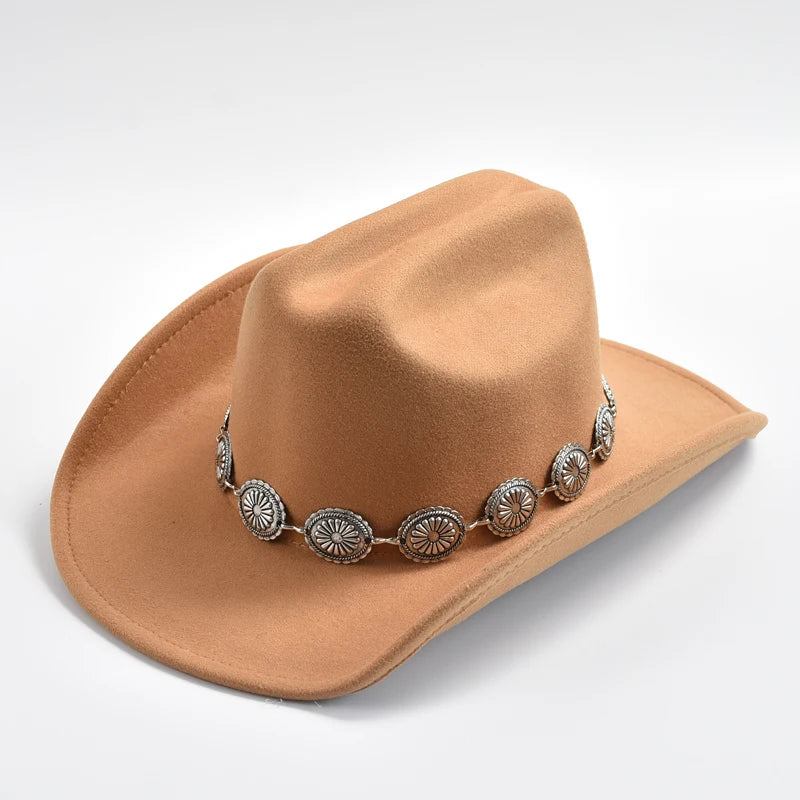 New Western Cowboy Hat for Women's Photo Props Cowgirl Jazz Hats Party Dress Cap Sombrero Hombre