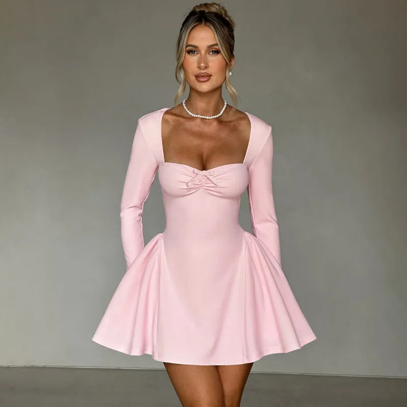 Avrilyaan Square Neck Sexy A-line Dress Women Elegant Evening Party Dress Strapless Slim Bodycon Mini Summer Dress Vestidos